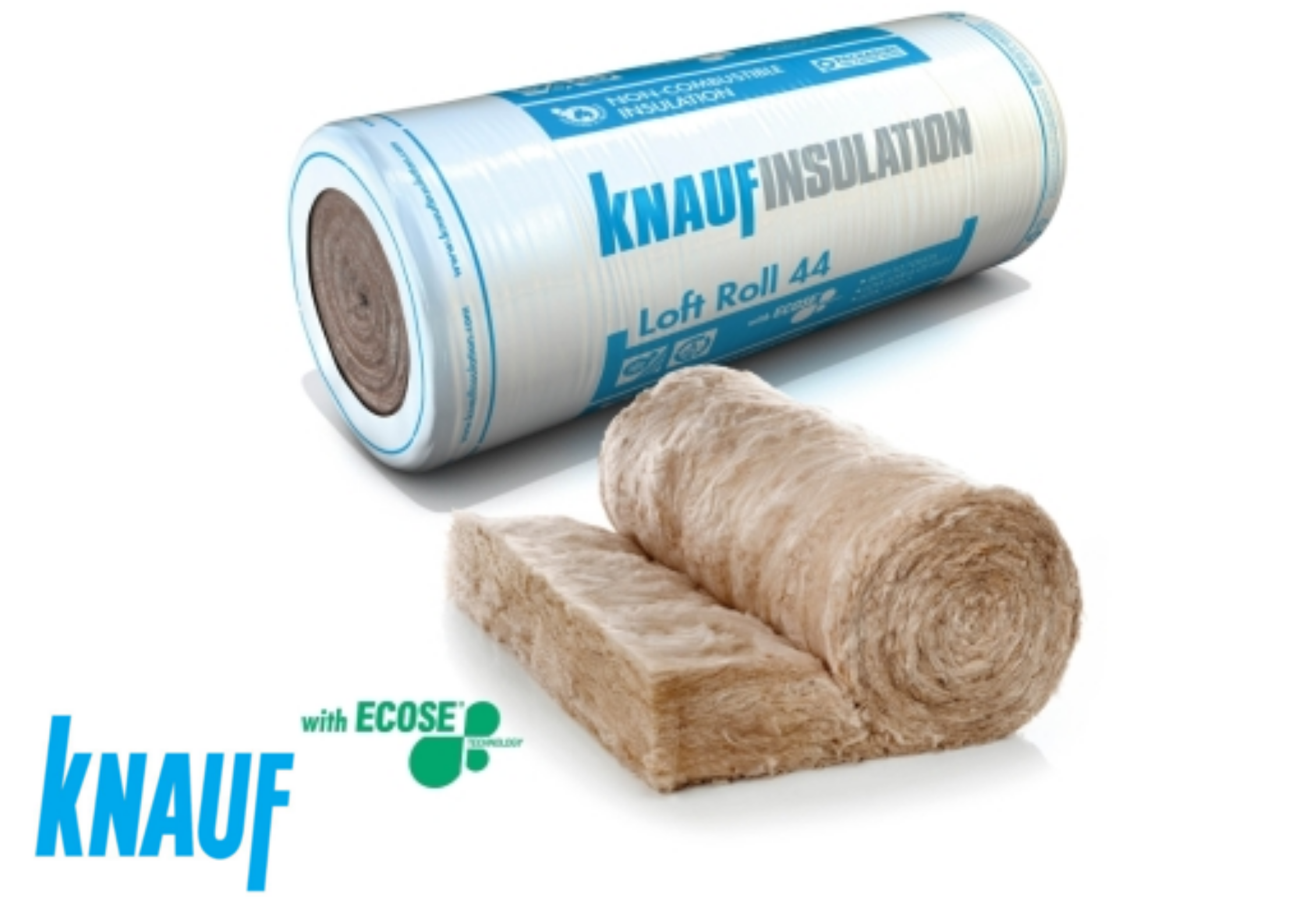 Knauf Insulation 100 x 12180 x 1140mm - 13.885m2 Knauf Loft Roll 44 Earthwool Combi-Cut