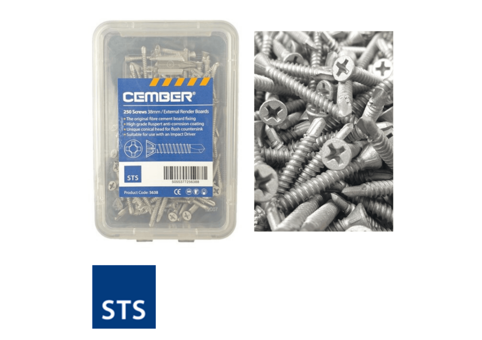 STS 38mm STS CEMBER Render Board Screws IUK00972 STS CEMBER Render Board Screws 38mm | Insulationuk.co.uk